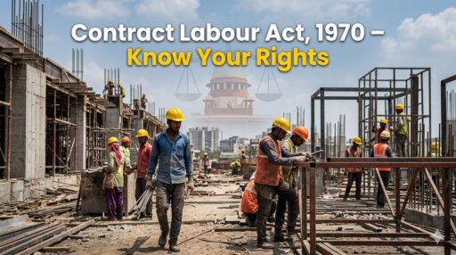 Contract labour workers in India working at a construction site under the Contract Labour Act 1970