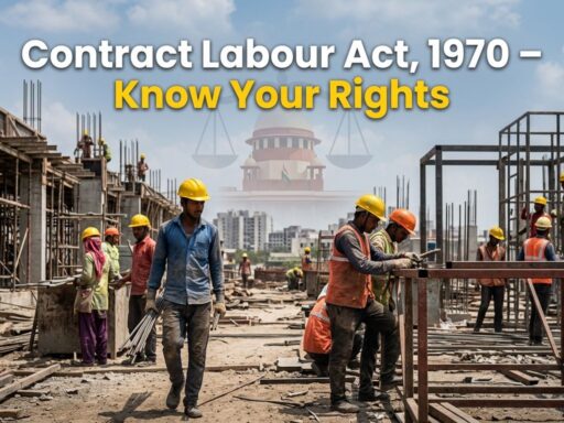 Contract labour workers in India working at a construction site under the Contract Labour Act 1970
