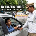 Traffic police officer stopping a vehicle in Maharashtra for document checking and traffic rule enforcement